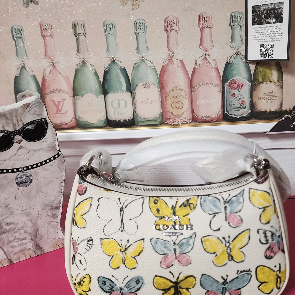 Coach Multicolor Butterfly Print Shoulder Bag